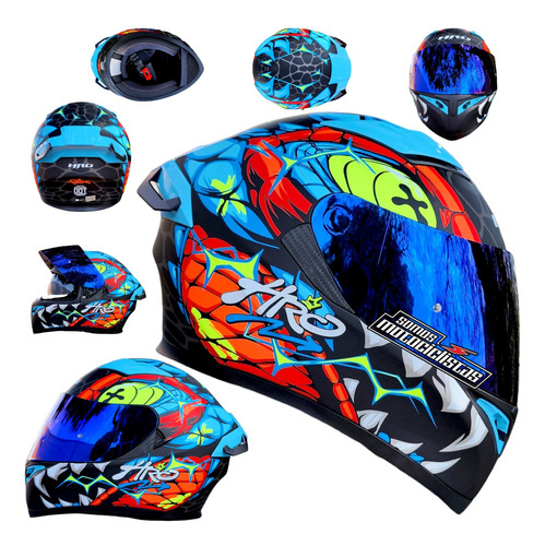 Casco Moto Biker Hro 514 Gator Evo Azul Certificacion Dot 