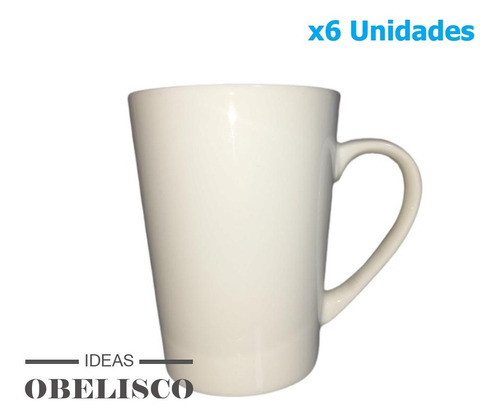 Imagen 1 de 3 de Set X6 Jarro Mug Porcelana Lisa 500ml Taza Tazon Premium 