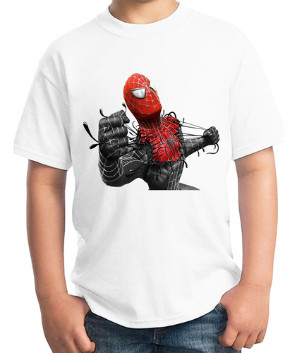 Playera Hombre Araña Negro Spiderman Infantil Unisex 