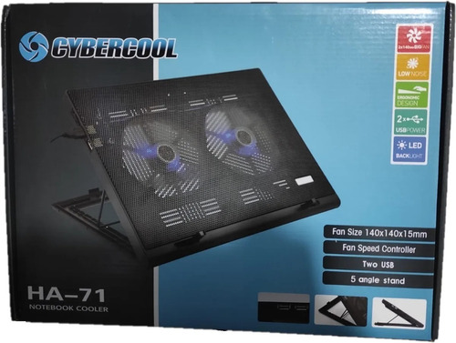 Cooler Para Laptop Cybercool  Ha-71 - 2 Ventiladores Con Luz