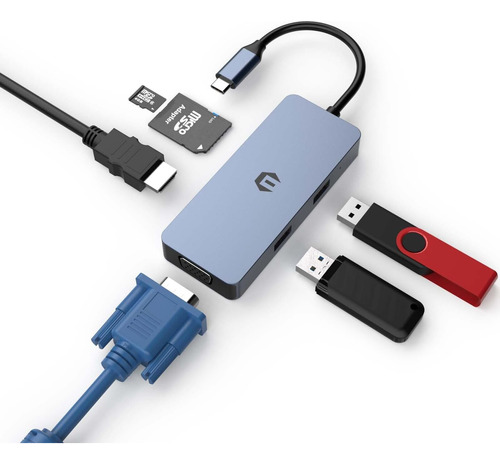 Adaptador Multipuerto Tiergrade Usb C Hub Con 4k Hdmi, Vga, 