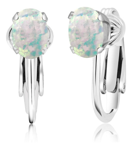 Gem Stone King Pendientes De Clip De Plata De Ley 925 Con Óp