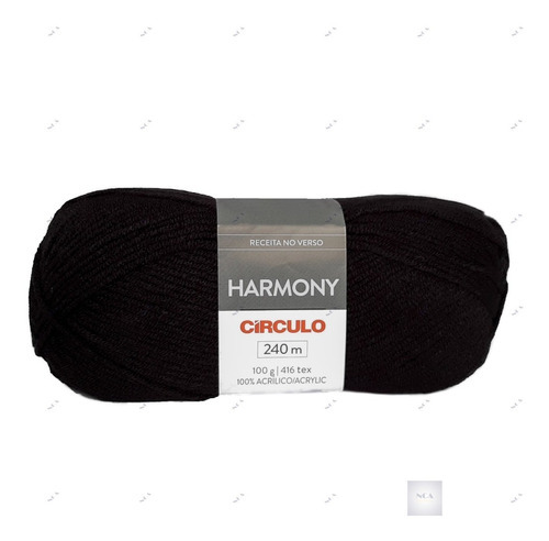 Lã Harmony 100g Círculo S/a Crochê Tricô Cor 8990  Preto