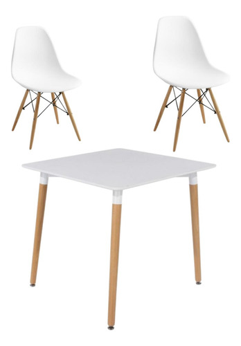 Juego De Comedor Mesa Eames 80cm+2 Sillas Eames