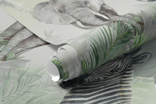 Mural Animales Selva Nordico Pared Papel Tapiz 2.4mtsx3 Mts