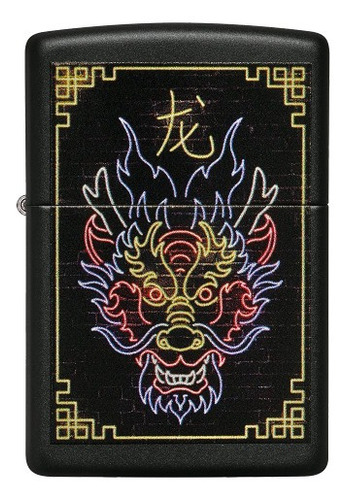 ¡ Encendedor Zippo Stamp Dragón Neón 49396 Negro !!