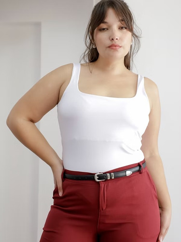 Body Escote Cuadrado Talles Grandes Mujer Xxl Crema Xl