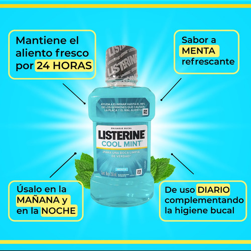 Enjuague Bucal Listerine Cool Mint Frescura Intensa Menta