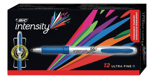 Marcador Permanente Punta Ultrafina Intensidad Bic 12, Azul