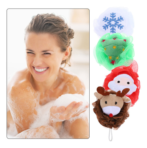 Pelotas De Baño Creativas, Exfoliantes, Estilo Navideño, 4 U