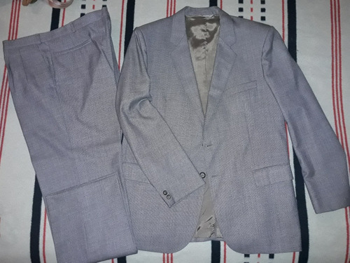 Traje Corte Clasico Ambo Saco Y Pantalon Gris Entramado 