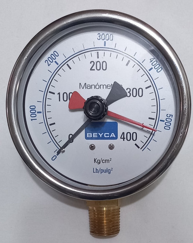 Manometro Aguja Testigo Certificado  100mm 1/2 Inf. 400 Kg 