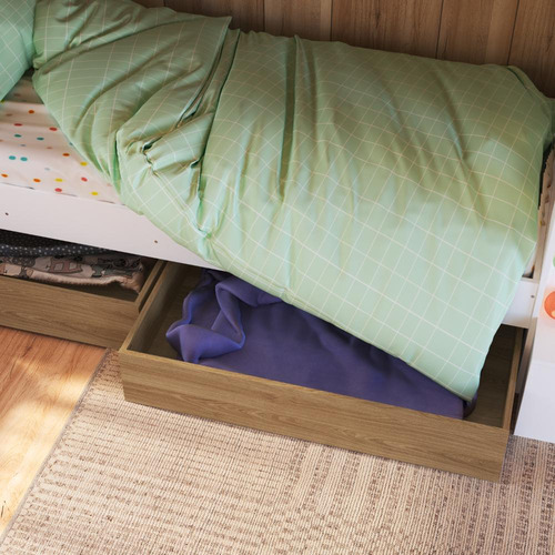 Cama Beliche Com Colchão Infantil Branco Marrom Completa