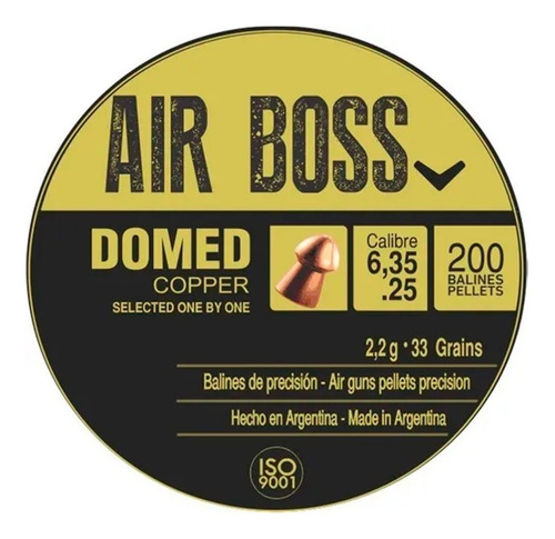 Imagen 2 de 10 de Balines Apolo Domed Cobreados 6.35 X200u - Aire Comprimido