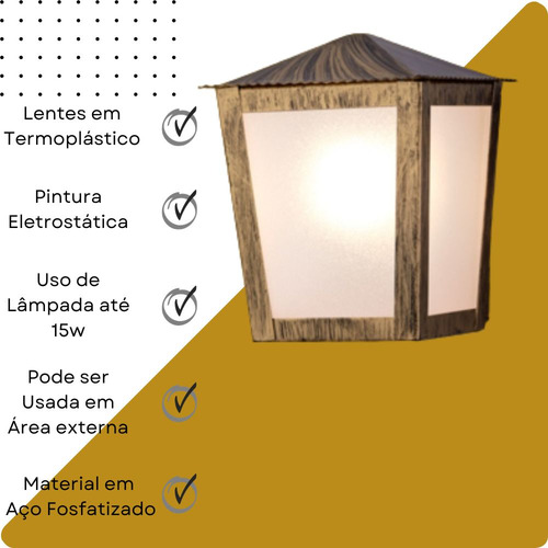 Kit C/ 2 Arandelas Colonial Meia Face Quadrada Ouro Velho