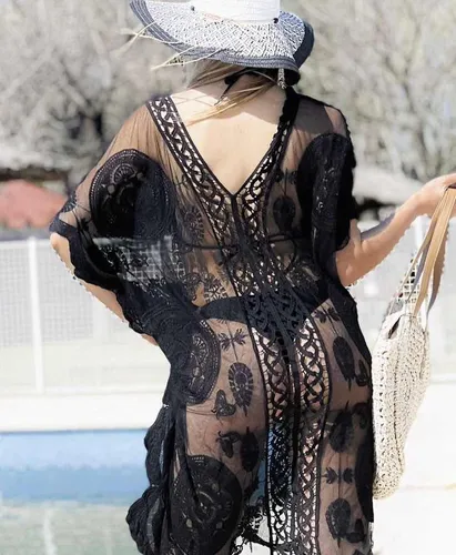 Vestido Importado Tul Bordado T nica Kimono Playa Fiesta