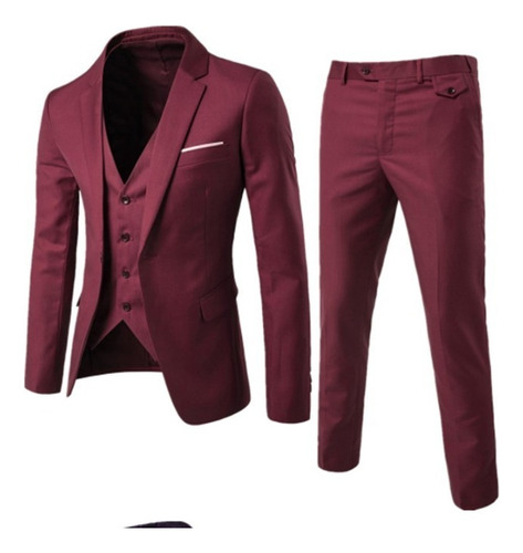 Para Traje De Novio Slim Fit De Tres Piezas Para Hombre [s]