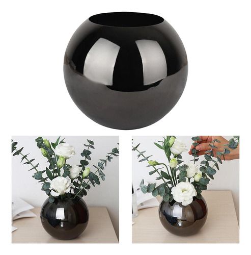 Jarrón Small Bud, Florero Redondo Decorativo, Negro
