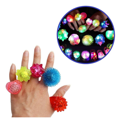 Anillos Led Luminosos Silicona Diseño - Motivos Surtidos X10