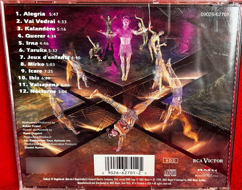 Cd Original Cirque Du Solei / Alegria. 1994. 1a Ed Importado (Usado)