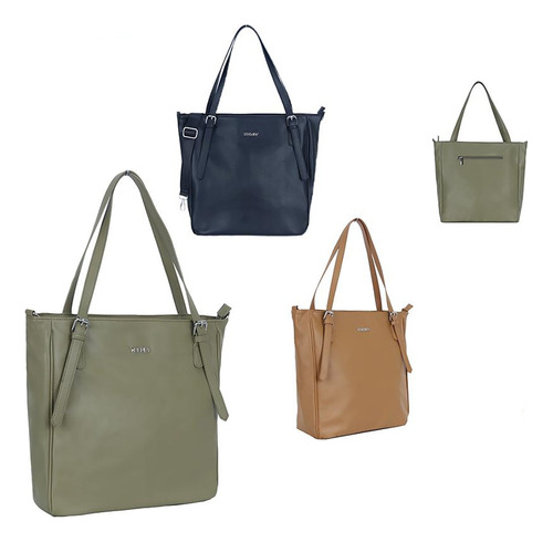 Tote Trendy Cuero Sintético Elegante Práctica Estilo Urbano Verde Lisa Níquel Verde