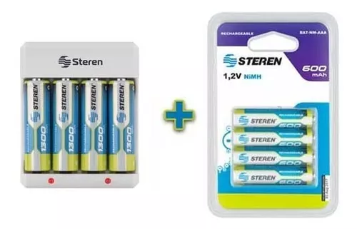 Paquete de 4 pilas recargables “AA” NiMH 1300 mAh marca Steren