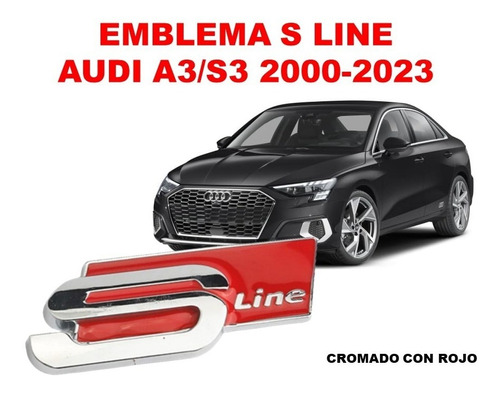 Emblema S Line Audi A3/s3 2000-2023 Cromo/rojo