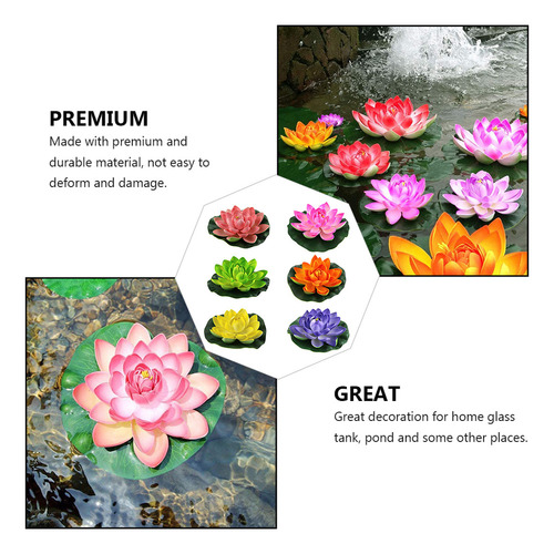 Flores De Loto Flotantes, Hojas De Loto Artificiales, 6 Unid