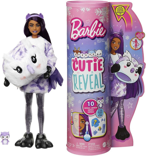 Muñeca Barbie Disfraz De Peluche De Buho Y 10 Sorpresas