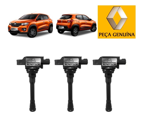 Kit Com 3 Bobinas De Igniçao Kwid 1.0 12v B4d