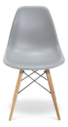Set De 4 Silla Eames De Plástico Minimalista De Remate! Sin Tela Natural Gris