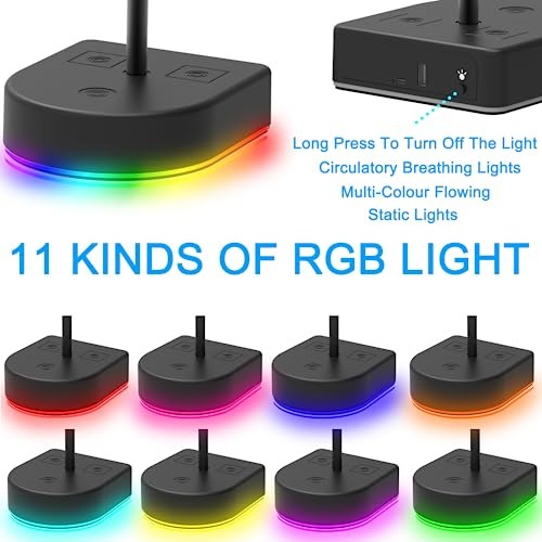 Soporte Para Auriculares Rgb Con Puerto De Carga Usb O Conce