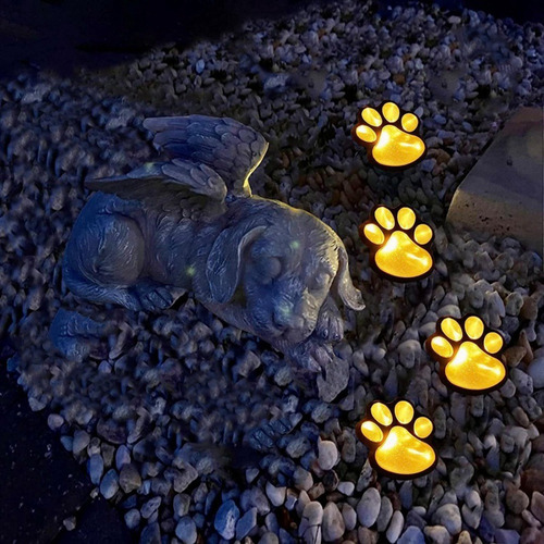 Set Inalámbrico De 4 Luces Solares Con Estampado De Perro Pa