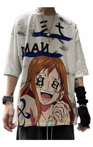 Camiseta Manga Corta Cartoon Anime One Piece Estampada