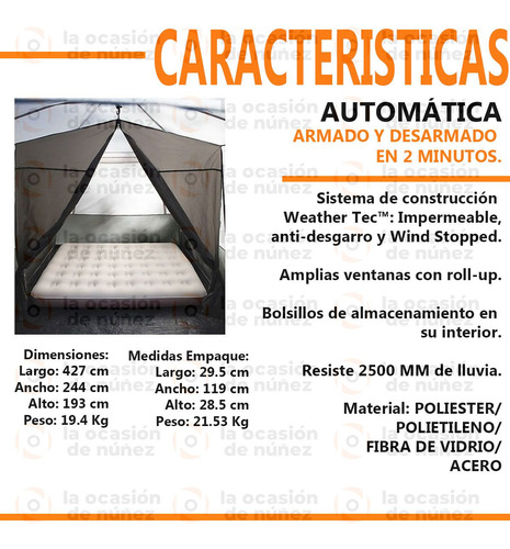 Imagen 5 de 10 de Carpa Automatica Coleman 8 Personas Instant Full Fly Camping