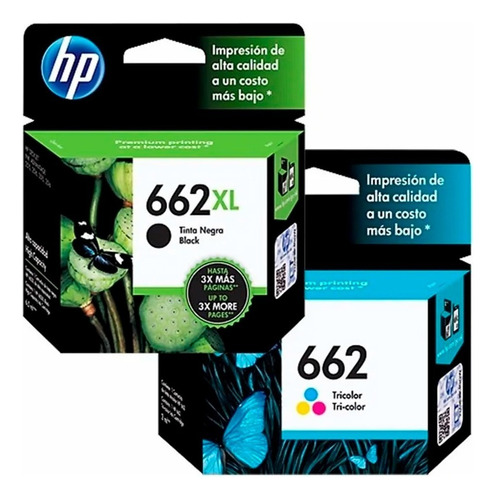 Combo Hp 662xl Negro Cz105al + Hp 662 Tricolor Cz104al Pack