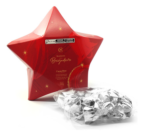 Estrela Natal 120g Cacau Show chocolate ao leite com brigadeiro caixa 120 g 30 u