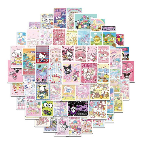 Genial Set De 125 Stickers De Hello Kitty Kuromi My Melody 