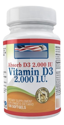 Vitamina D3 2000 Iu 100 Softgels - Unidad a $324