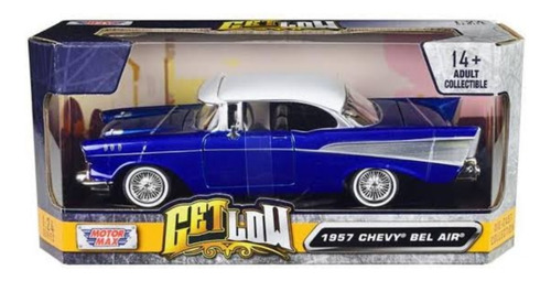 Motormax 1:24 1957 Chevy Bel Air Azul Clásico Get Low Azul