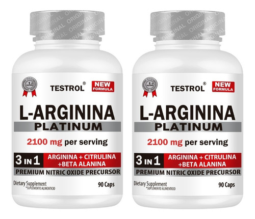 Arginina Platinum Testrol Paquete 2 Piezas - 90 Capsulas Sabor Sin sabor