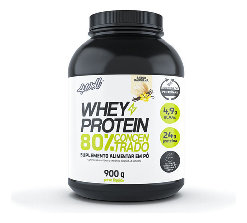 Whey Protein Concentrado 4well 900g Pote Sabor Baunilha