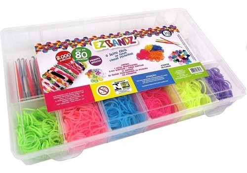 Kit Fabrica De Pulseiras Com 2000 Elasticos I9 Brinquedos