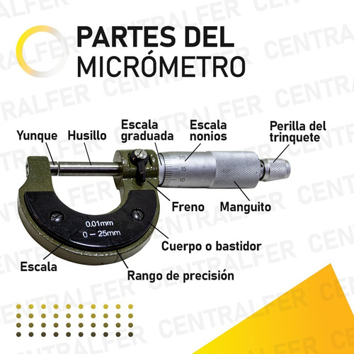 Imagen 5 de 8 de Micrómetro Mecánico De 0 A 25mm Medición Precisión