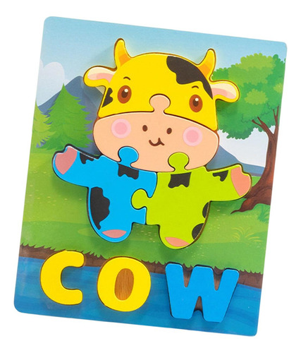 Niños 3d Formas Letra Madera Rompecabezas 14,8 Cm X 17,8 Cm