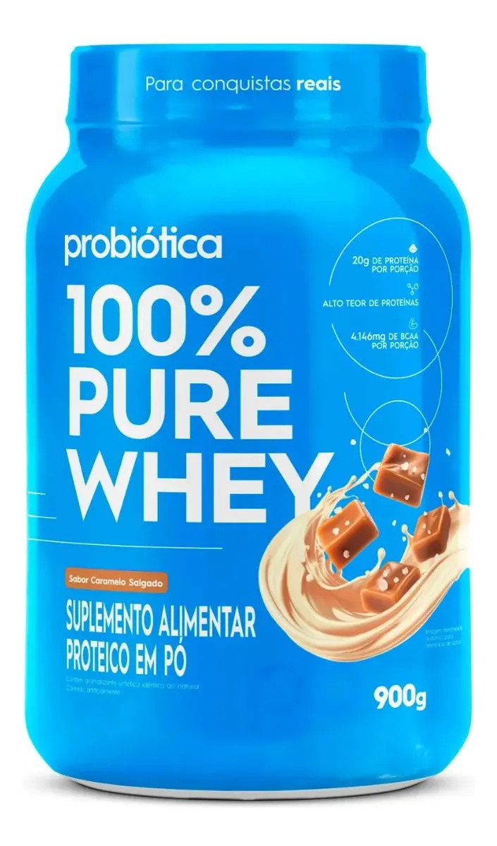 100% Pure Whey Pote 900g Probiotica Caramelo Salgado