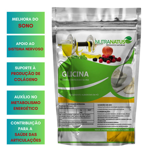 Glicina 600g Nutranatus 100% Pura Importada