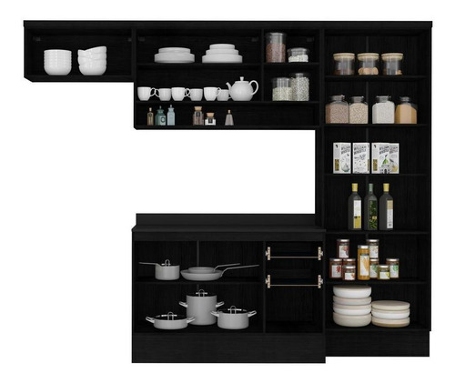 Cozinha Completa C/balcão Hollywood Multimóveis Fg5195 Preto