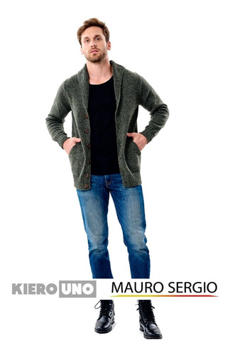 Imagen 2 de 8 de Cárdigan Hombre Tejido Bolsillos Y Solapa Campera Kierouno