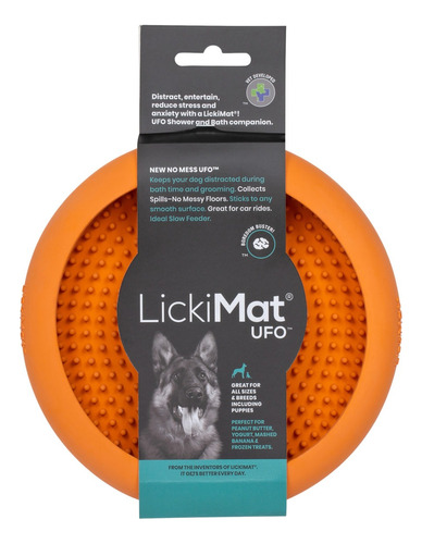 Plato Para Perro Lickimat, Ufo. Color Naranja 